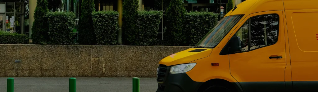 Yellow van parked in the street