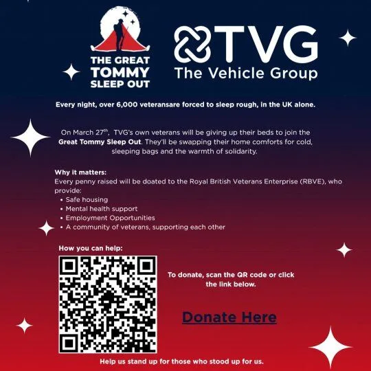 Grapic image for the great tommy sleep out with info and QR code