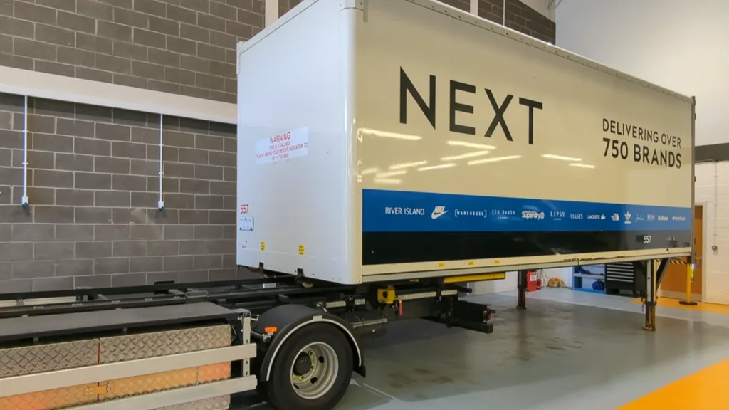 Image of a trailer inside a garage