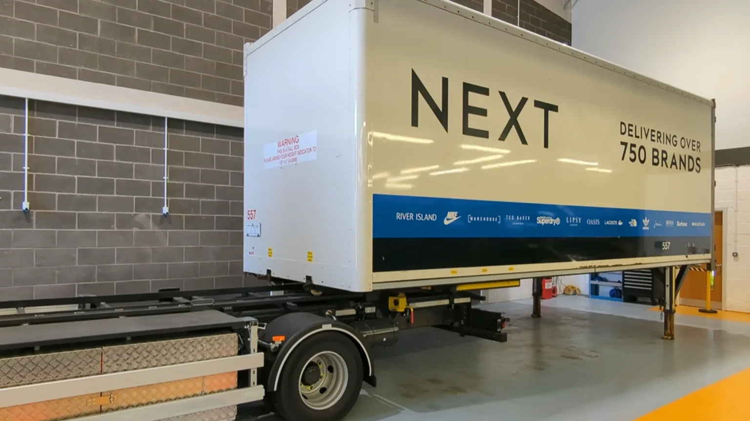 Image of a trailer inside a garage